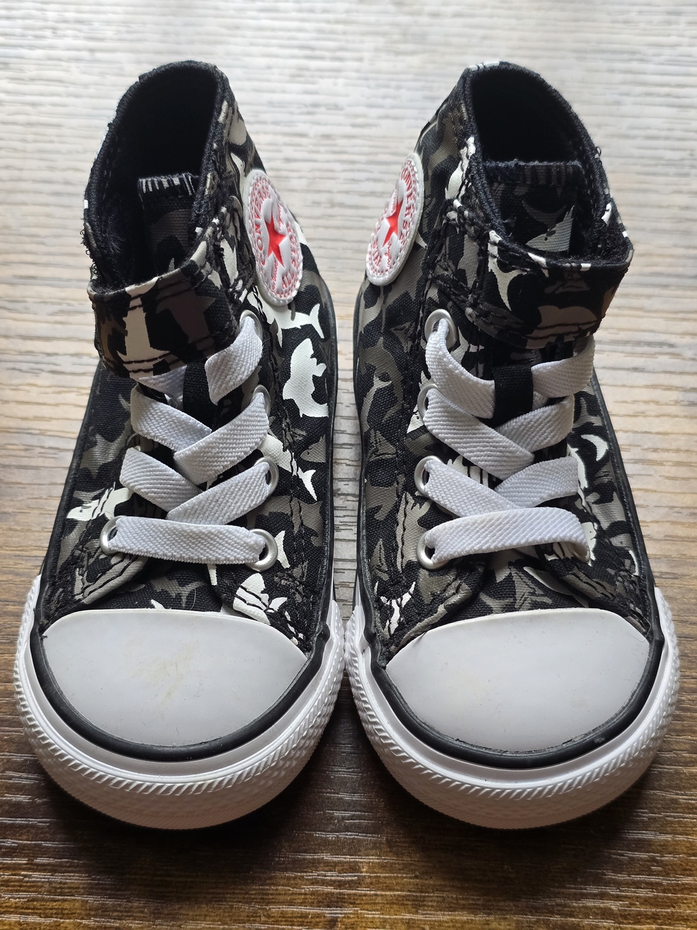 Converse Baby/Toddler Black & White High-Top Sneakers with Red Star Patch